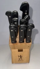 J.A. HENCKELS Eversharp Pro Stainless Steel 12 Pc Knife Set + Block READ DESCRIP