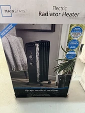 Mainstays WSH07O2ABB 1500W Mechanical Oil Filled Electric Radiator Heater, Black