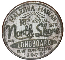 North Shore Surf Round EMBOSSED Sign wall decor 11.75 " inch Made in USA
