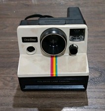 Polaroid OneStep Land Camera Vtg Instant Film Rainbow Stripe w/ Strap UNTESTED 