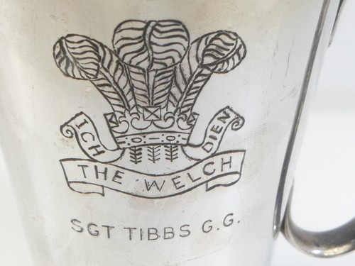 (ref288CX) The Welch Sgt Tibbs G.G. Silver Plated Military Tankard - Picture 2 of 5