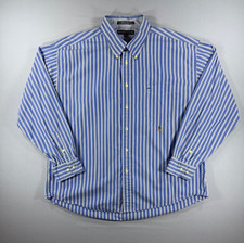 Vintage Tommy Hilfiger Mens 2XL Blue White Striped Long Sleeve Button Down Shirt