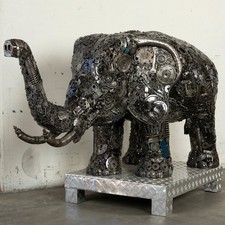 5ft Elephant Inspired Recycled Metal Sculpture