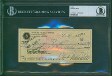 CHARLES BUBBA SMITH Signed 1983 Check To His Mother Georgia BAS Slabbed Colts