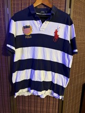 Polo Ralph Lauren Big Pony Polo Shirt USA America Flag Red Navy White Mens XL