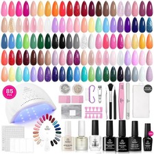 Gel Nail Polish Kit with U V Light -54/85 Pcs Gel Nail Kit Four Seasons Glo
