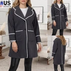 Women Dropped Shoulder Button Top Coat Ladies Long Sleeve Casual Loose Outerwear