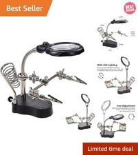 3.5X12X Helping Hands Soldering Station with LED Alligator Clips for Precision