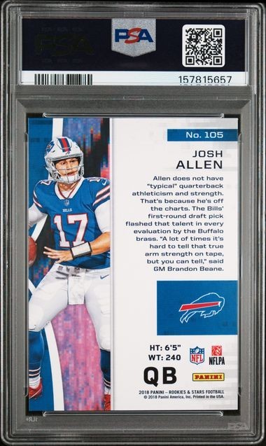 Panini 2018 Rookies & Stars Josh Allen #105 RC Rookie PSA 9 Bills view 2