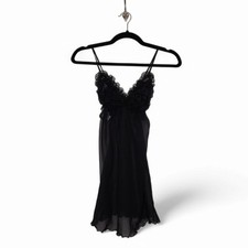 y2k Black Sheer Dress Goth Small Lingerie Slip Dress Vintage