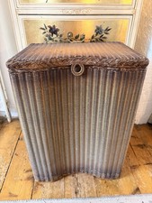 Vintage LLoyd Loom Lusty Gold Concave Wicker Laundry Basket Mid Century VGC