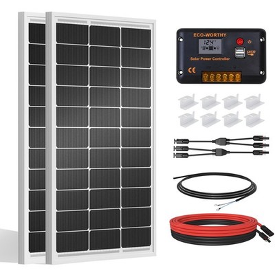ECO-WORTHY 200 Watts 12 Volt/24 Volt Solar Panel Kit with 200W - KIT, Silver