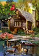 Lakeside Cabin Summer House Flag Camping 28" x 40" Briarwood Lane