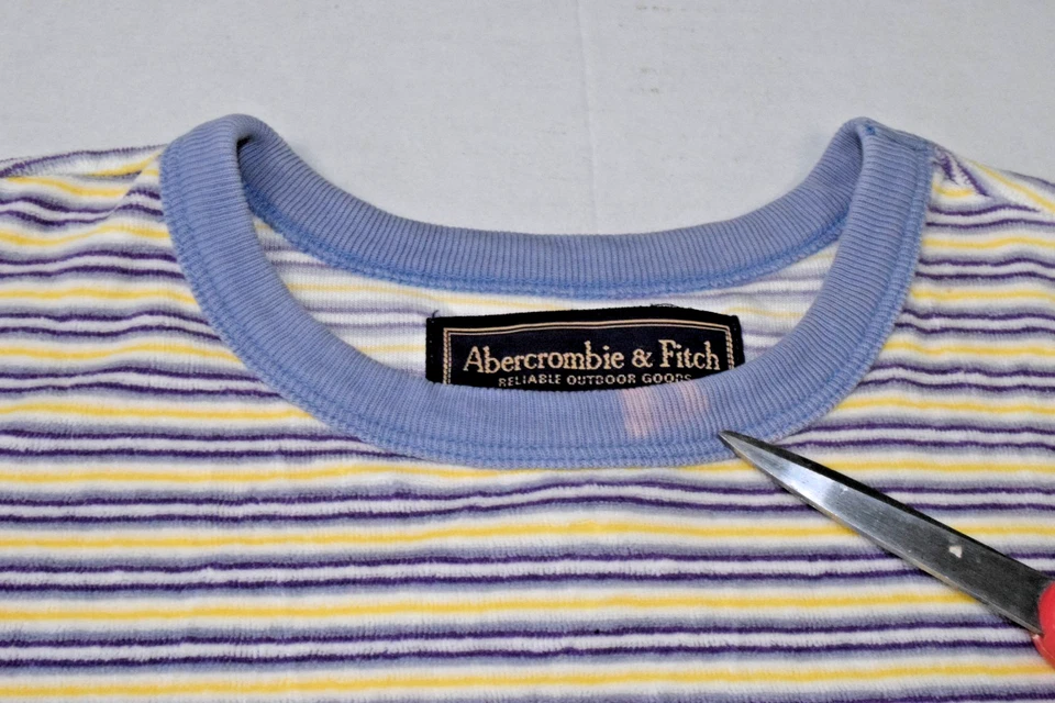 Top Vintage Abercrombie & Fitch Talla M Años 90 Grunge Textura Difusa Lavanda Rayas Foto 4 de 4