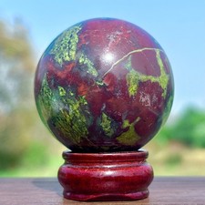202G Natural dragon blood stone quartz sphere crystal ball reiki healing decor