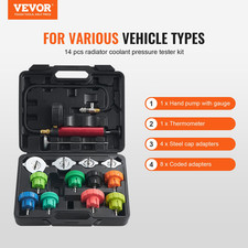 14pcs Radiator Pressure Tester Kit Coolant Test Tool For Cars Trucks 14pcs Radiator Pressure Tester Kit Coolant Test Tool For Cars Trucks