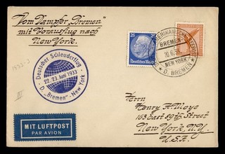 DR WHO 1933 GERMANY CATAPULT FLIGHT BREMEN SHIP TO USA R61290