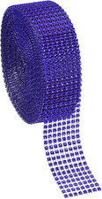 1.5" x10 Yards Crystal Rhinestones Mesh Ribbon, 4mm 8 Row Diamond Ribbon Bling W
