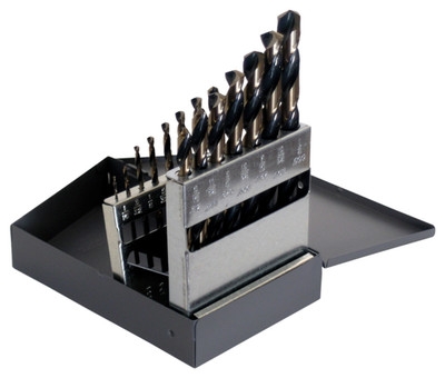 Cle Line 15pc Jobber Drill Bit Set HI-Moly M7 Black & Gold 18124 1/16-1/2 USA
