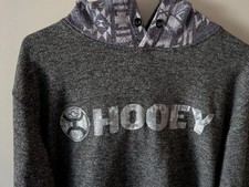 Hooey Men's Hoodie Lock Up Graphic Logo Sweatshirt Grey Long Sleeve Size Large