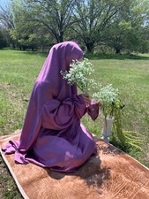 Mallika Silk Muslim Prayer Dress Prayer Set Prayer Kaftan - Sunset Purple