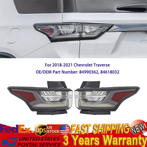 2018-2021 Chevy Traverse Smoked LED Tail Lights Brake Lamps Pair