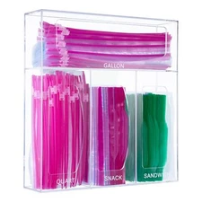 Acrylic Ziplock Bag Storage Organizer for Kitchen Drawer, Food Storage Bag Or...