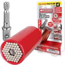 Red Dog Socket w/ Drill Adapter Fits Most Nuts & Bolts Use with Socket