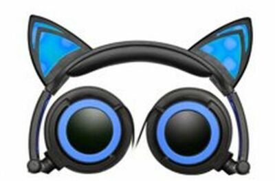 Jamsonic LED Light Up Foldable Cat Ear Headphones use for Phones, PC, MP3, MP4