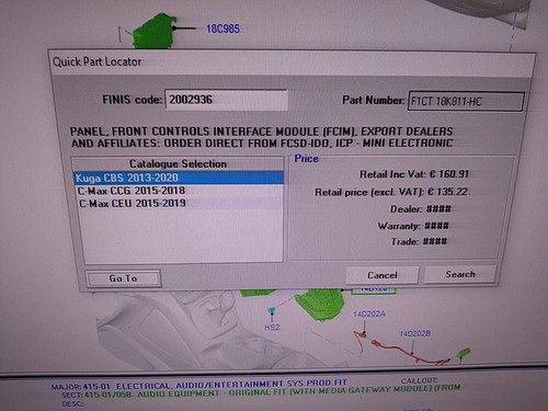 Genuine Ford Kuga MK2 Cmax 15-19 Multi Function Controller Panel 2002936 NOS - Picture 7 of 9