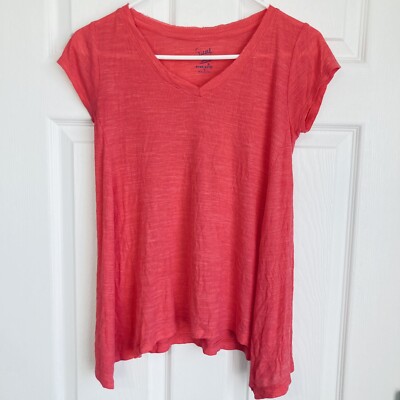 Sweet Tea s by Pink Rose womens size S pink vneck flowy ribbed tee