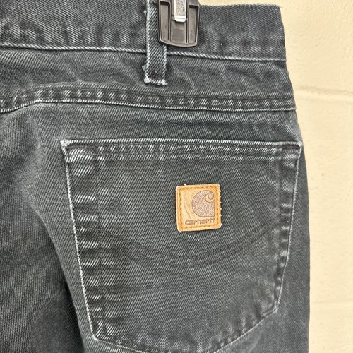 Vintage Carhartt B161 Black Denim Straight Leg Jeans Workwear 38x30 Distressed - Picture 16 of 20