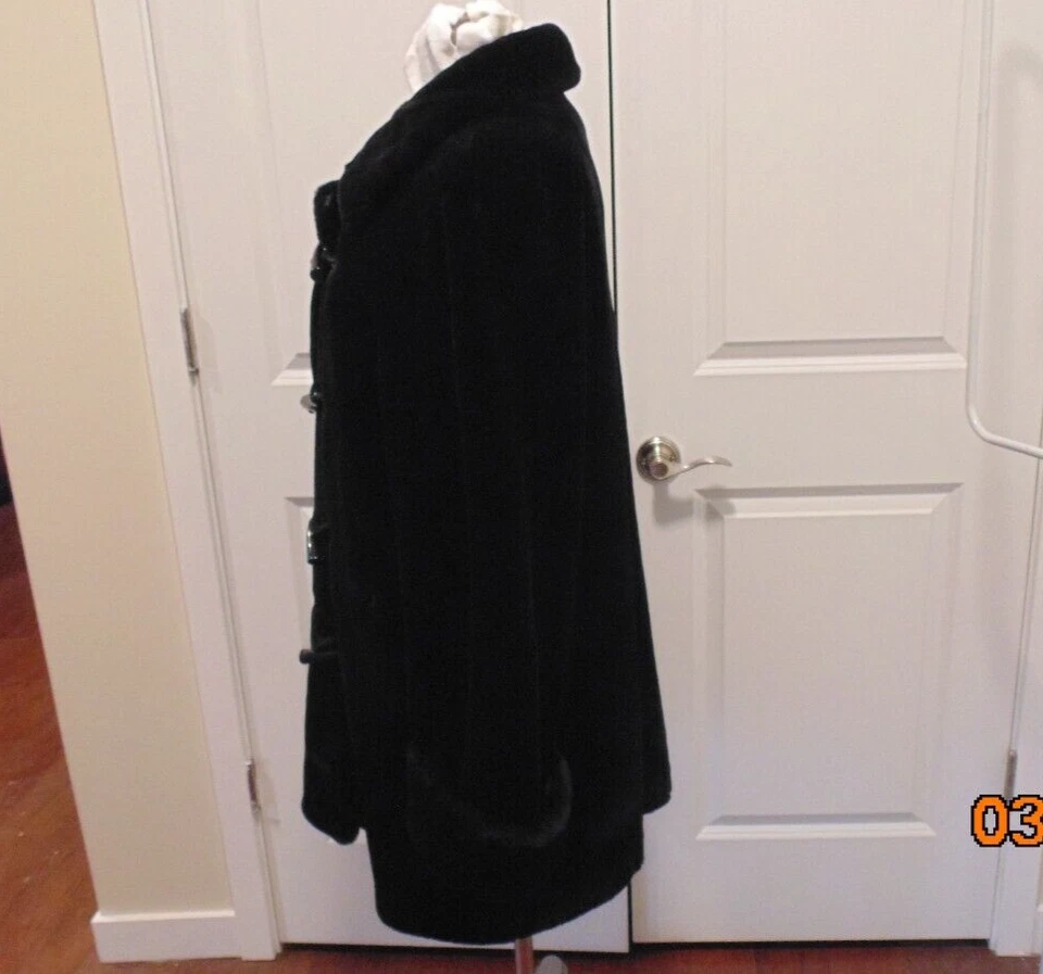 Abrigo Dennis Basso Negro Imitación Piel con Cierre de Botón con Cremallera Talla L Foto 3 de 4