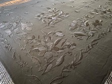 ANTIQUE PIANO SHAWL LOVELY SILK FLORAL HAND EMBROIDERED VICTORIAN