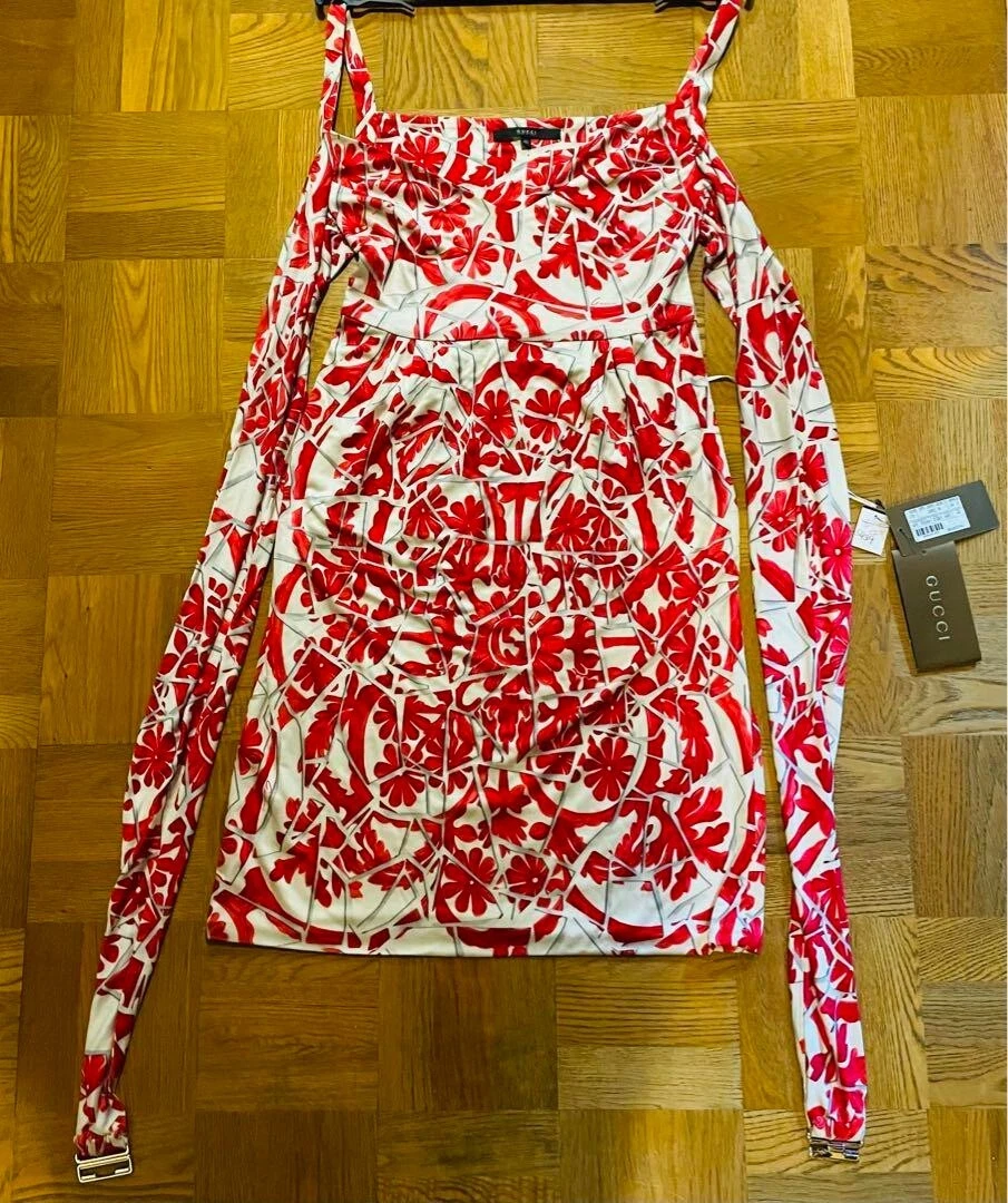 Authentique robe sans manches Gucci vintage fleurie taille 40 deadstock pas utilisée