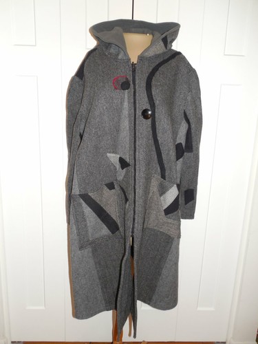47 PULLOVER Art to Wear Upcycled Etsy handgefertigt Funky Wolle Hoodie Mantel - XL - Bild 3 von 10