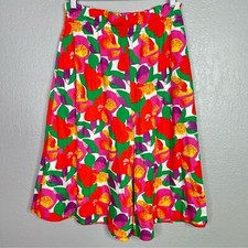 Vintage 90s wide leg culottes sz M colorful bright floral