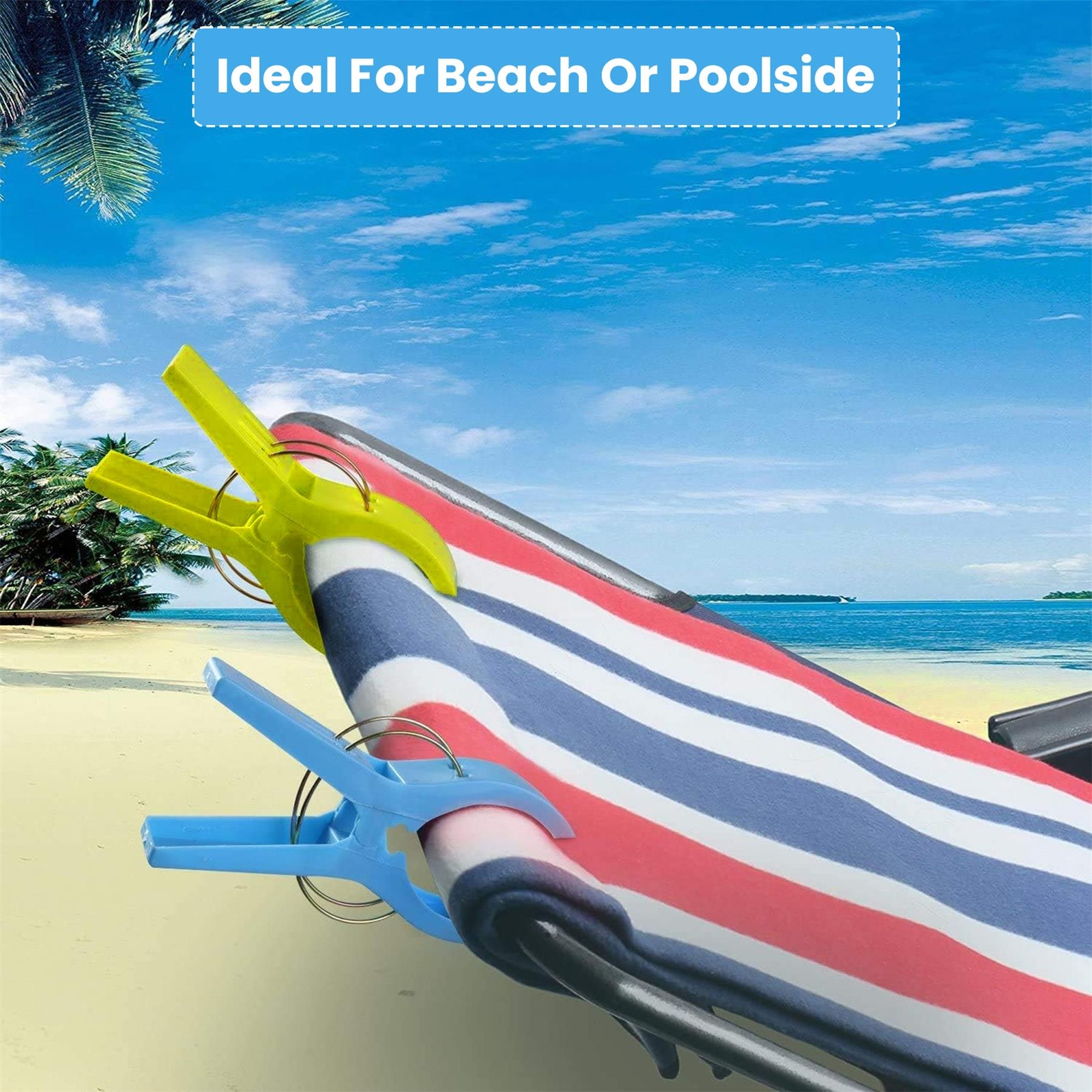 8 Pack Beach Towel Clips Sunbed Large Clothes Pegs Laundry Colourful