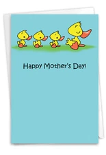 1 Funny Mother's Day Card with Envelope - Ducklings In Line C3560MDG