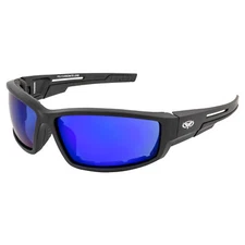 Global Vision Sly Sport Padded Riding Sunglasses Black w G-Tech Blue Mirror Lens