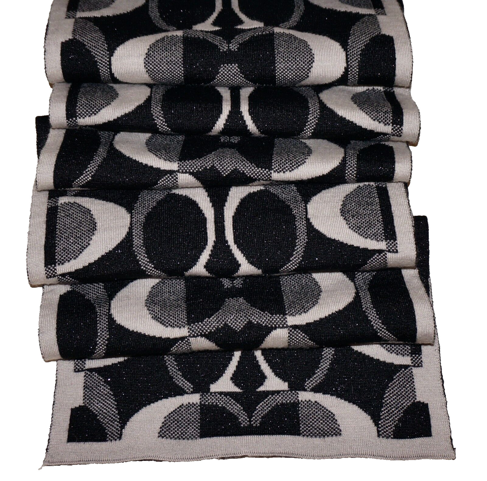 COACH Black & Gray Wool Blend Flat-Knit 8 x 62 Si… - image 4