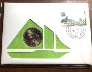 elf Barbados Dollar 1973   Flying Fish PNC  Ship