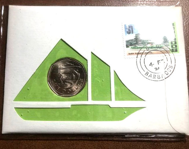 elf Barbados Dollar 1973   Flying Fish PNC  Ship