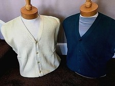 2Pringle Faldo Mens L Navy Blue and Green Cardigan Sweater Vests 2pak 180 val