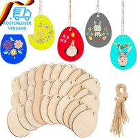 Tobeit Ostern HolzanhäNger 40Pcs Ostereier Deko Mit Schnur Diy Basteln Zum Bemal