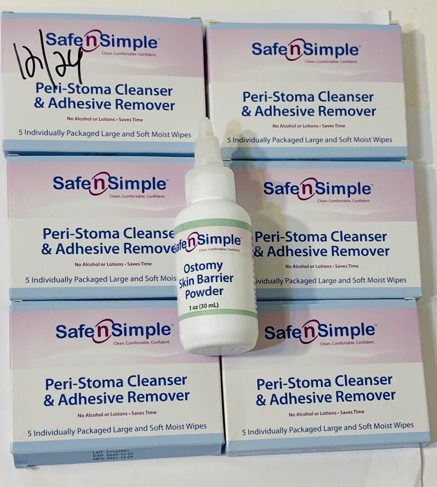 6 Boxes Safe n Simple Peri-Stoma Cleanser 6BX/5EA 2024/12 & Stoma Powder