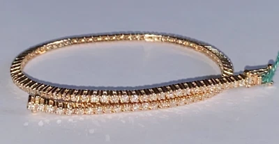 Pulsera De Tenis En Oro Rosa 18kt. Con Diamantes Naturales Y Garantía - Imagen 1 de 4