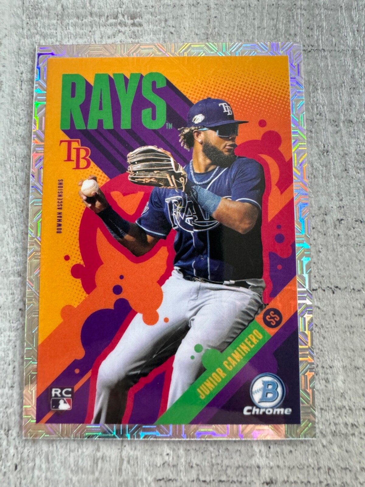 Junior Caminero 2024 Bowman Chrome Ascensions Mojo Refractor RC BA-19 Rays