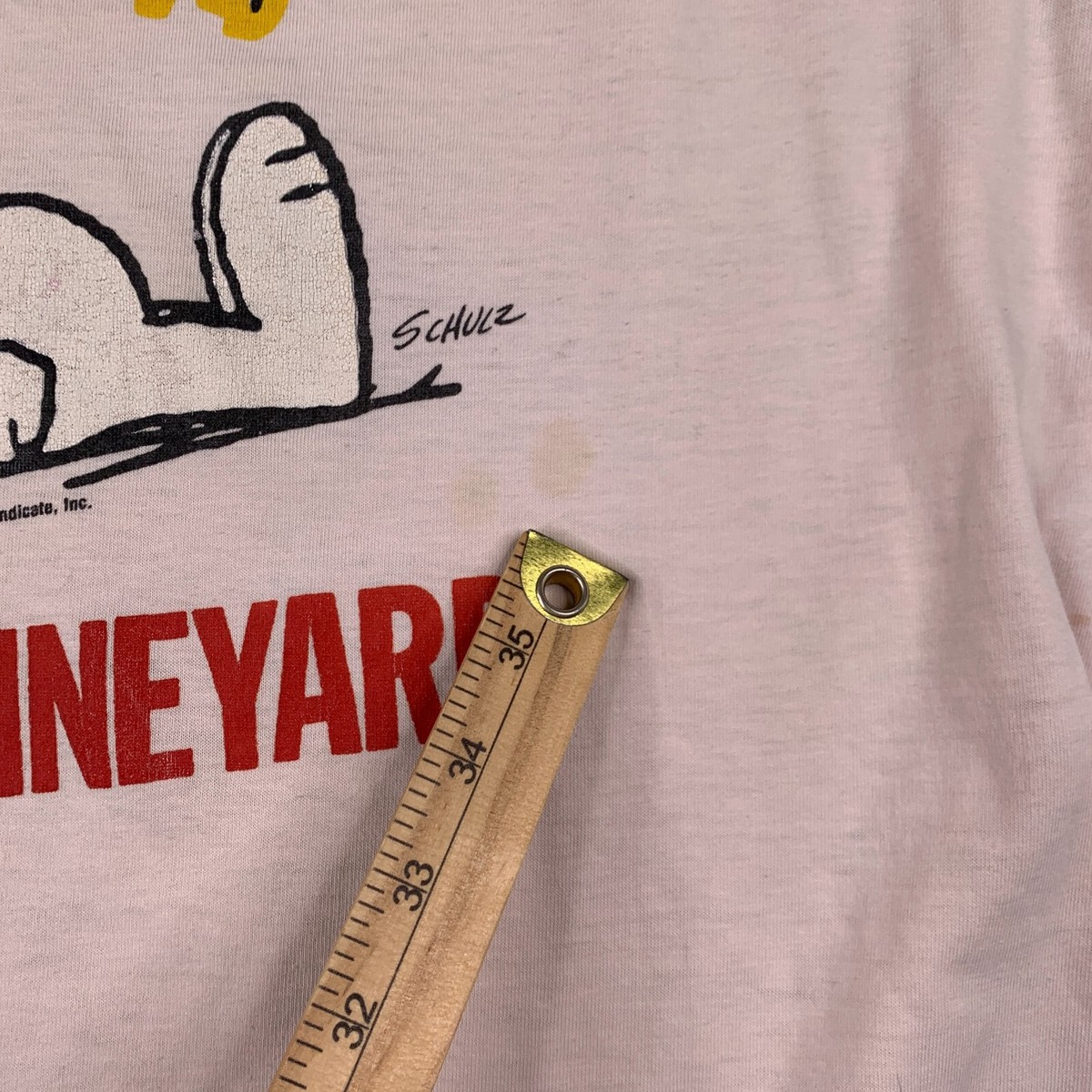 VTG 70s Peanuts Snoopy Sun Bum Stained Shirt Measures VTG 70s Peanuts Snoopy Sun Bum Stained Shirt Measures