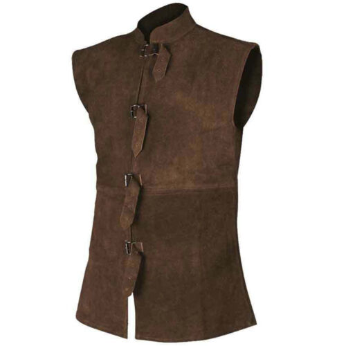 Mens Steampunk Gothic Vest Costume Renaissance Medieval Vikings Pirate Waistcoat - Picture 1 of 25